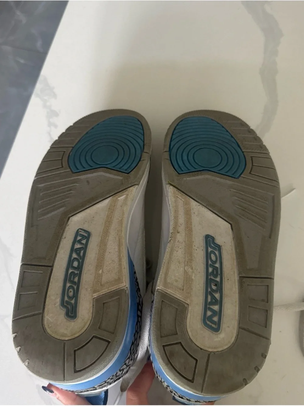 Jordan Kids White and University Blue Elephant Print Sneakers